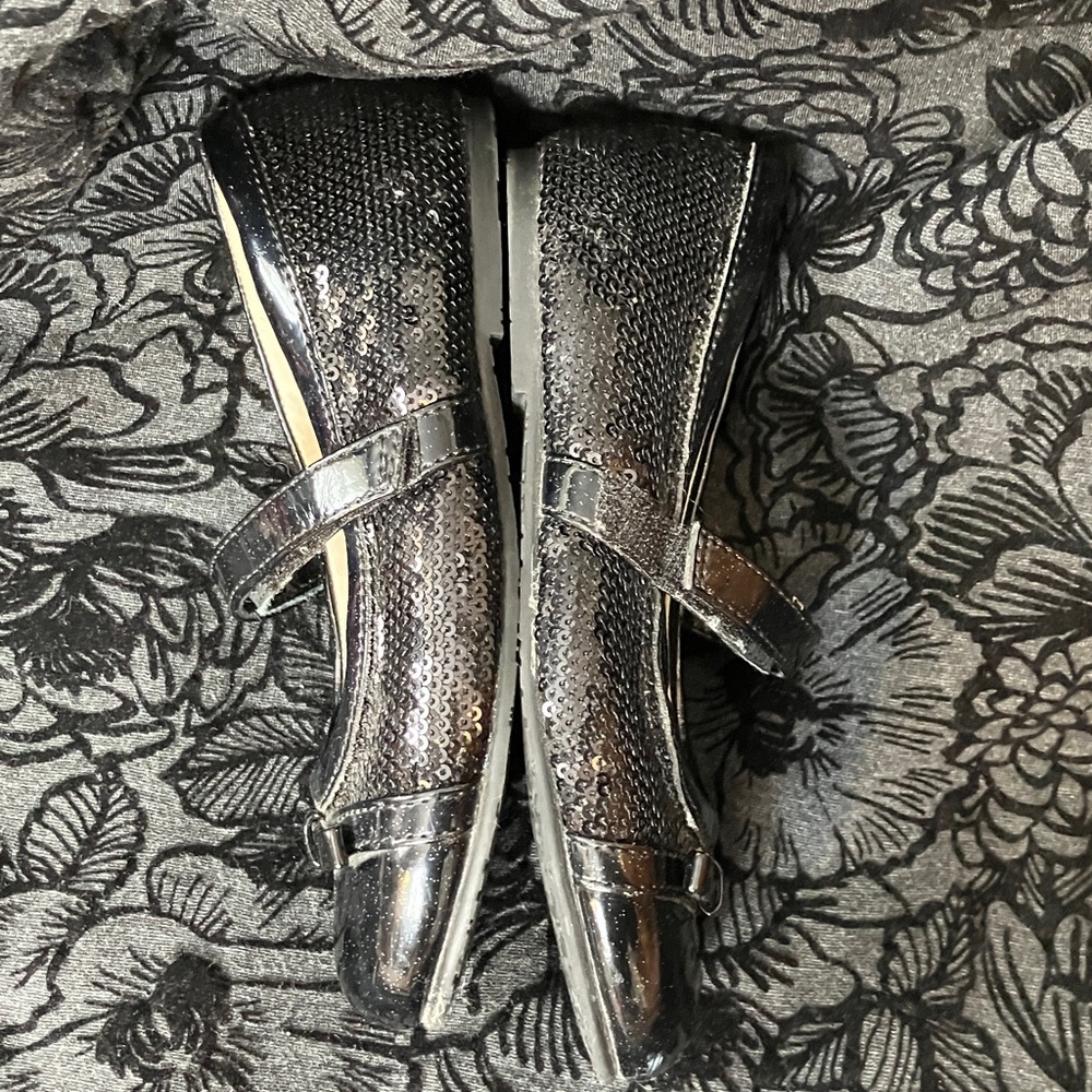 Pediped Sequin Black Girls Dress Party Shoes, Size 13 kids/Euro 31